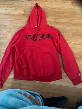 Champion Red Stony Brook University Crewneck Hoodie